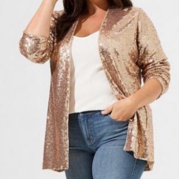 Torrid stretch sequin jacket with liner- size 2 (18-20) - Picture 1 of 8